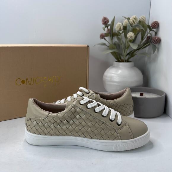 Consciously Baby Leather Woven Sneaker Lace Up Shoes Bone Women's 6 NWB - Picture 7 of 10